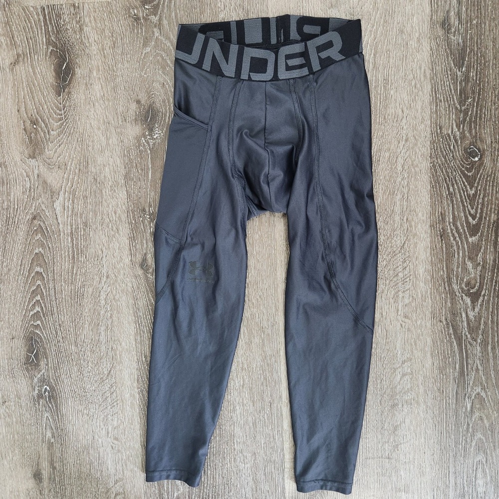 Under Armour Boys HeatGear Compression Leggings Gray Size XS Athletic